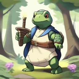 A cleric tortle wielding a greathammer made out of another tortle's shell