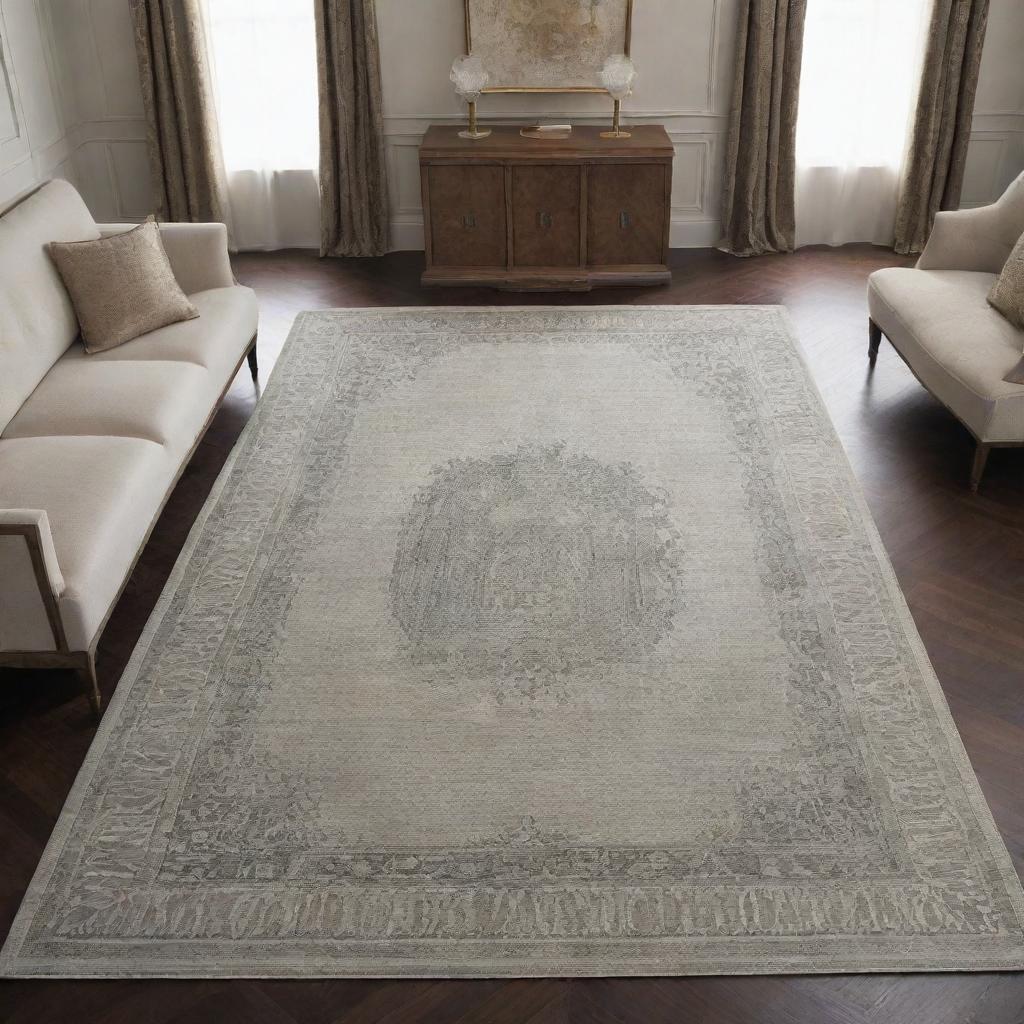 A luxurious carpet featuring a design motif inspired by the 100 US dollar bill