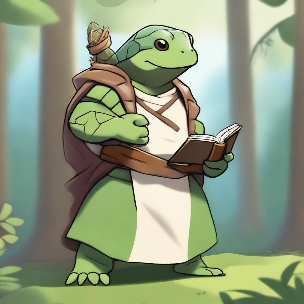 A cleric tortle wielding a greathammer made out of another tortle's shell