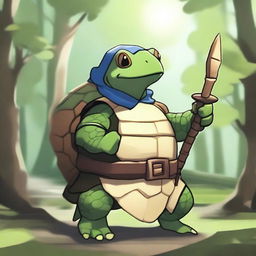 A cleric tortle wielding a greathammer made out of another tortle's shell