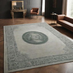 A luxurious carpet featuring a design motif inspired by the 100 US dollar bill