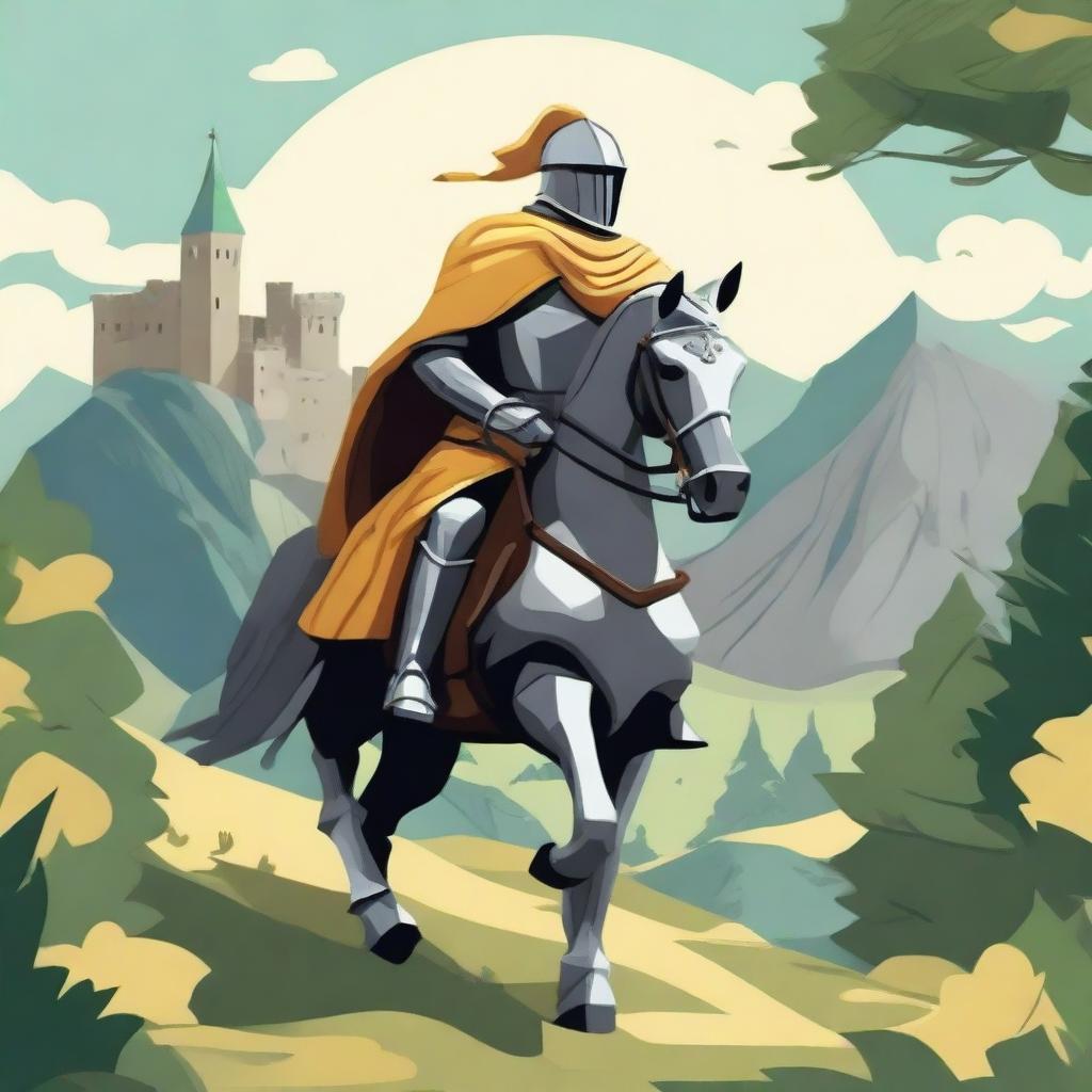 Create a detailed illustration of a traveling knight