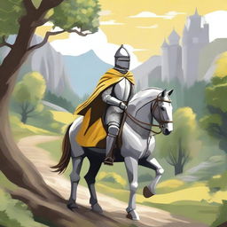 Create a detailed illustration of a traveling knight