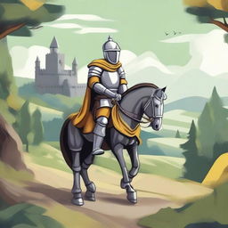 Create a detailed illustration of a traveling knight