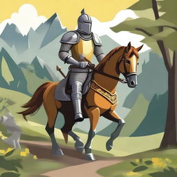 Create a detailed illustration of a traveling knight