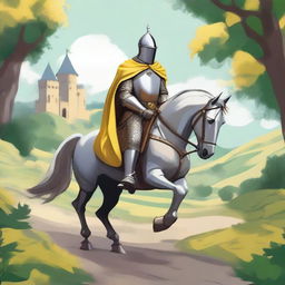 Create a detailed illustration of a traveling knight