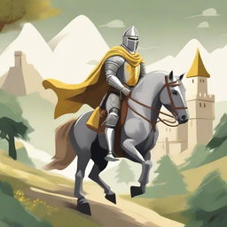 Create a detailed illustration of a traveling knight