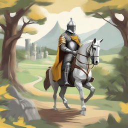 Create a detailed illustration of a traveling knight