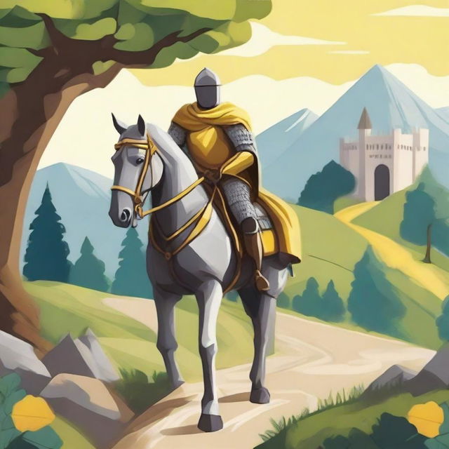 Create a detailed illustration of a traveling knight