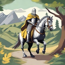 Create a detailed illustration of a traveling knight