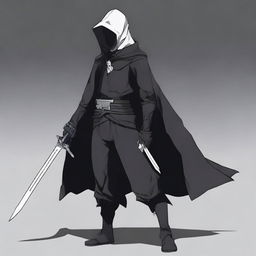 A 17-year-old changeling with faded white skin, wearing all black clothing