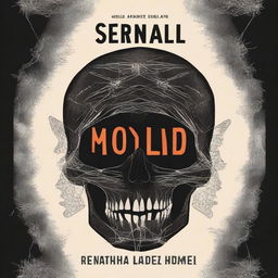 Book cover for a novel featuring a skull-faced serial killer whose pattern involves cutting the victims' eyelids and sewing their mouths with threads of different colors, inserting a black moth inside