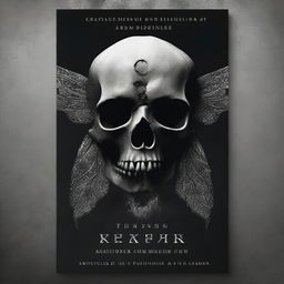 Book cover featuring a skull transformed into a black moth