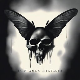 Book cover featuring a shadowed skull superimposed on a black moth, merging them into a single entity