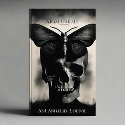 Book cover featuring a black moth superimposed on the silhouette of a skull