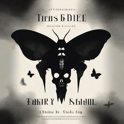 Book cover featuring a black moth blended with the silhouette of a skull