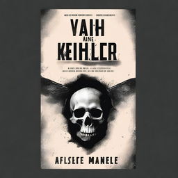 Book cover featuring elements of a serial killer, a black moth, and a skull