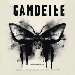 Book cover featuring elements of a serial killer, a black moth, and an almost imperceptible skull fused with the black moth