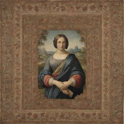 An elegant carpet showcasing famous painting designs woven seamlessly into the fabric