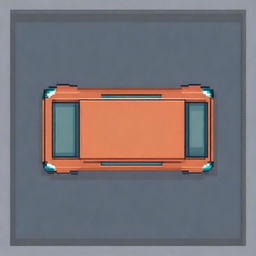 A top view of a pixelated car, showcasing the vehicle's roof, windows, and basic body shape in a pixel art style