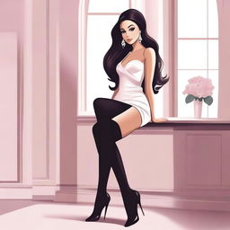 A stylized illustration of Ariana Grande, wearing elegant stockings