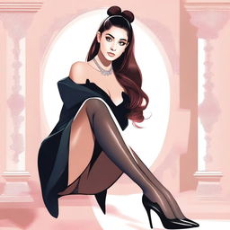 A stylized illustration of Ariana Grande, wearing elegant stockings