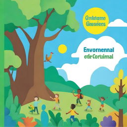 Create a vibrant and engaging book cover for a grade 3 environmental studies textbook