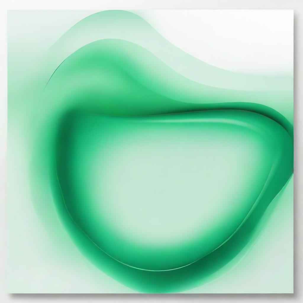 An abstract artwork featuring smooth, flowing lines with a gradient in various shades of green