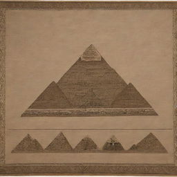 A stunning carpet with a motif of the iconic Egyptian pyramids intricately woven into the design