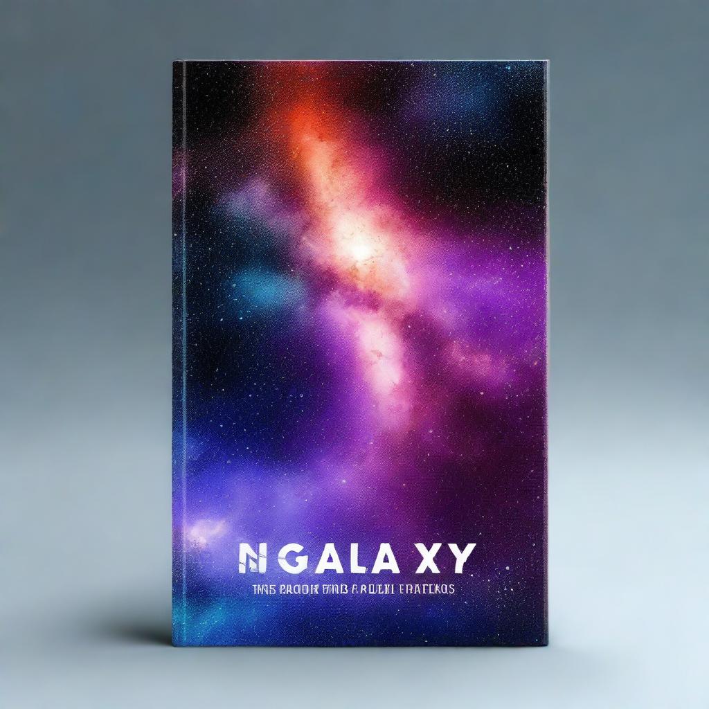 Create a book cover with the galaxy as the background