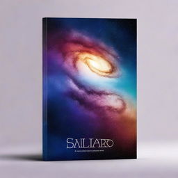 Create a book cover with the galaxy as the background