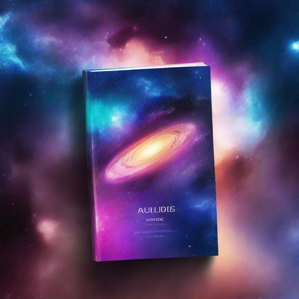 Create a book cover with the galaxy as the background