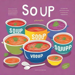 A beautifully illustrated cover for a soup cookbook