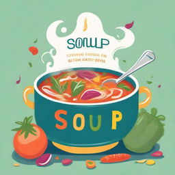 A beautifully illustrated cover for a soup cookbook