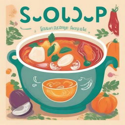 A beautifully illustrated cover for a soup cookbook