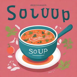 A beautifully illustrated cover for a soup cookbook