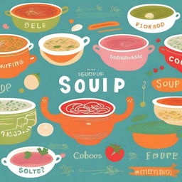 A beautifully illustrated cover for a soup cookbook