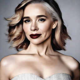 A detailed and elegant portrait of Emilia Clarke wearing stylish and fashionable clothing