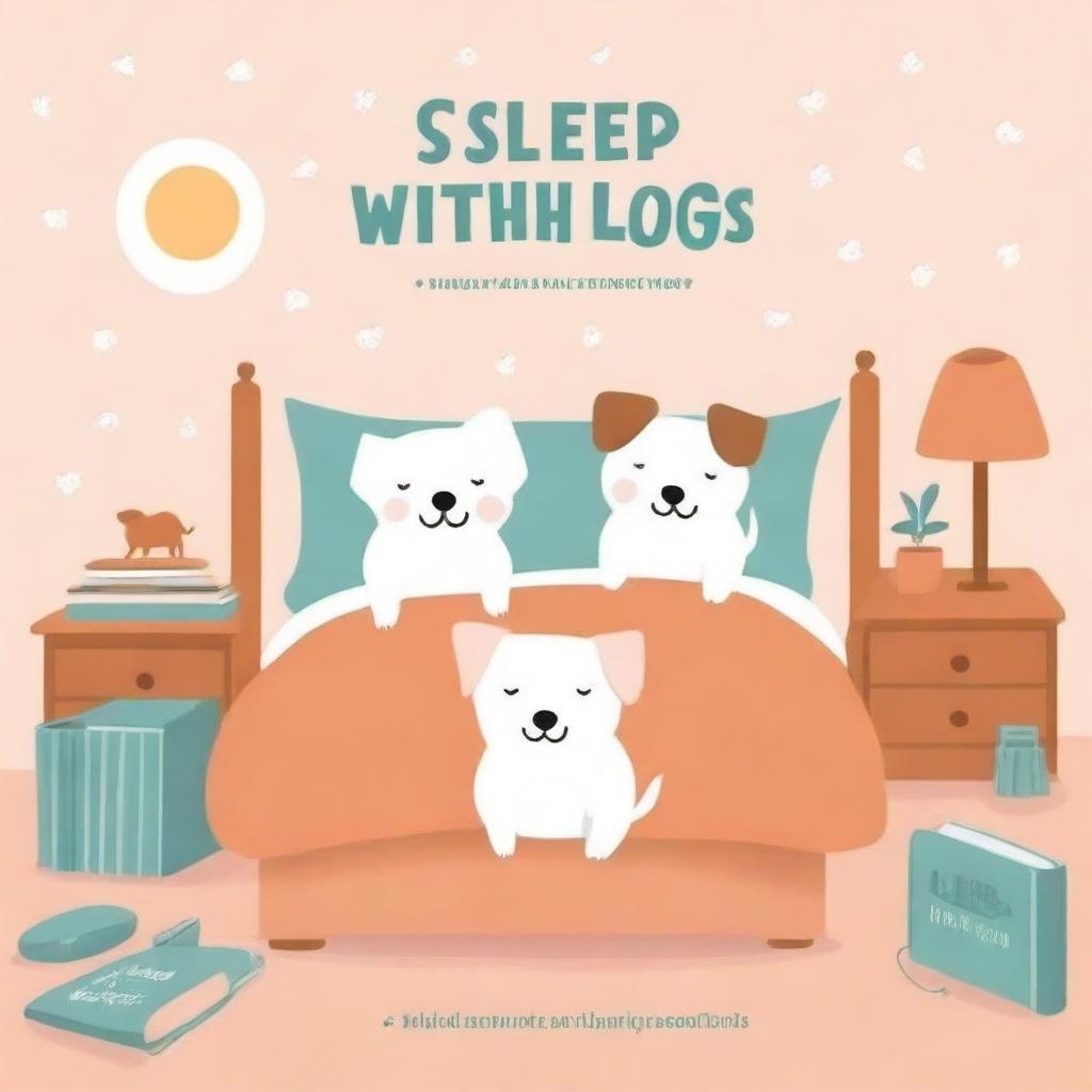 Create a whimsical book cover for a book titled 'I Sleep With Both Dogs'