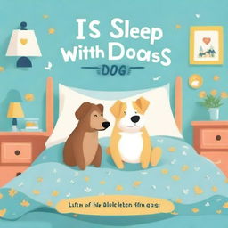 Create a whimsical book cover for a book titled 'I Sleep With Both Dogs'