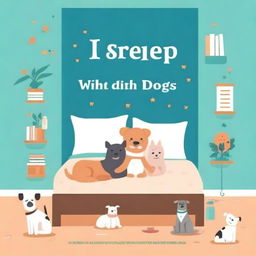 Create a whimsical book cover for a book titled 'I Sleep With Both Dogs'