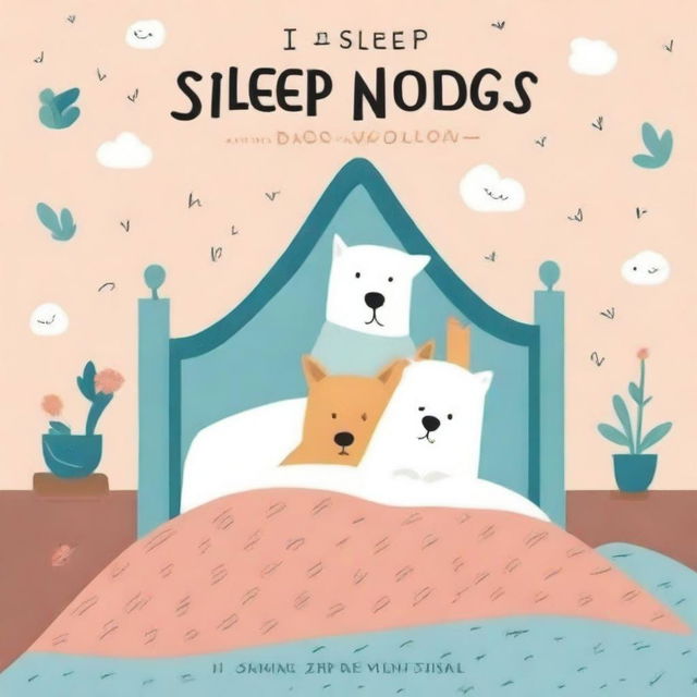 Create a whimsical book cover for a book titled 'I Sleep With Both Dogs'