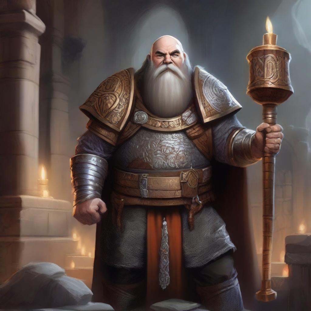 Create a detailed image of a Dungeons & Dragons dwarven cleric