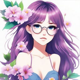 Crea una portada de estilo anime con una chica de cabello largo y suelto, peinado en coletas