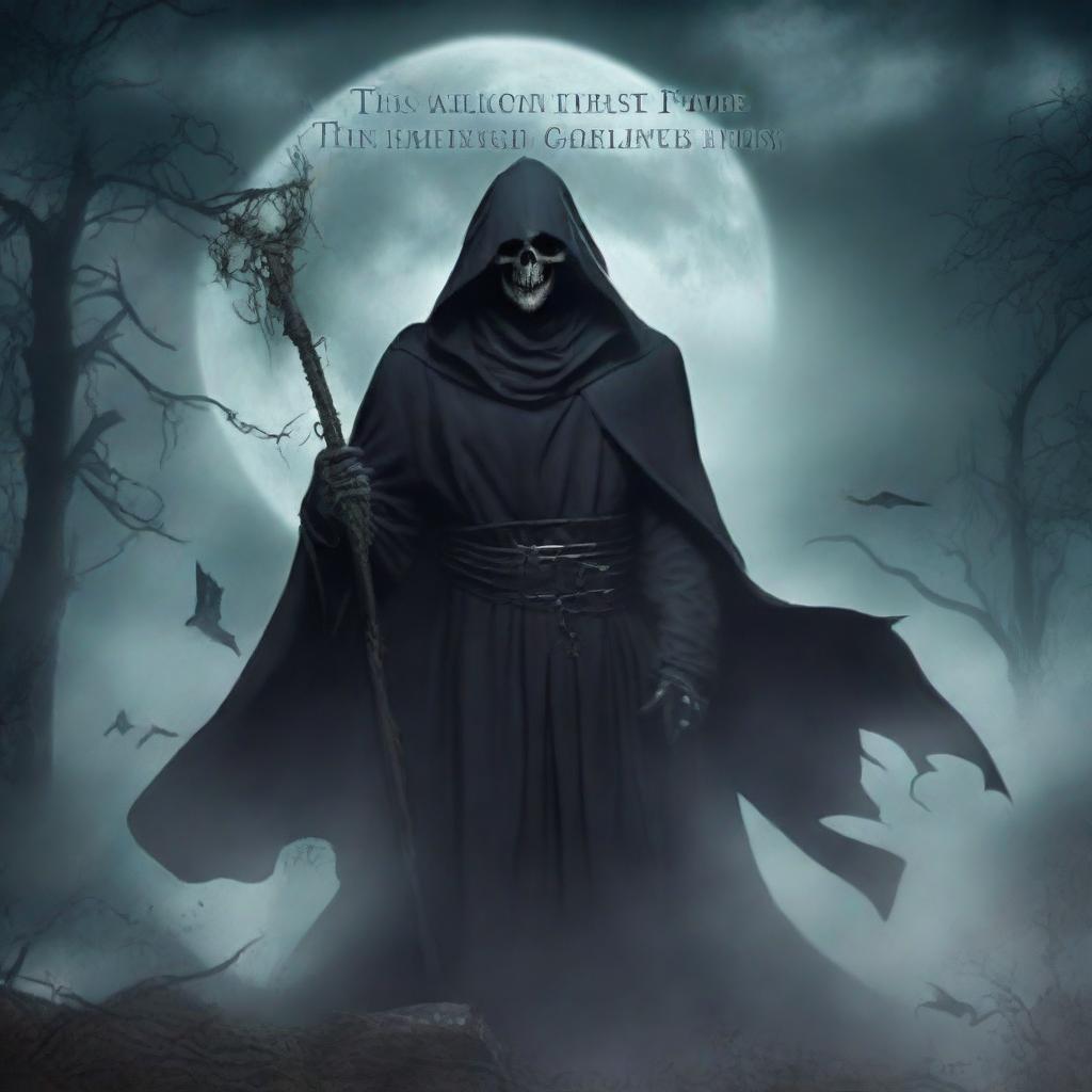 A dark, gothic romance book cover featuring a reaper