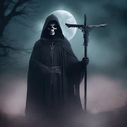 A dark, gothic romance book cover featuring a reaper