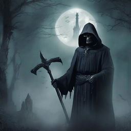 A dark, gothic romance book cover featuring a reaper