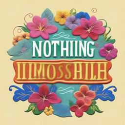 A detailed and colorful embroidery design on a t-shirt with the inspirational quote 'Nothing is impossible' prominently displayed