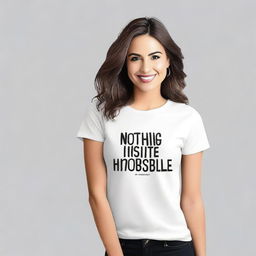 A stylish and modern t-shirt design featuring the inspirational quote 'Nothing is impossible' prominently displayed