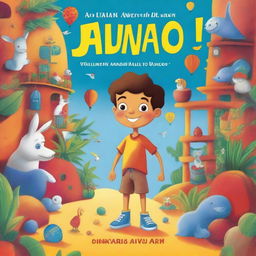 An illustration for a children's book cover titled 'As Aventuras de Janjão, Um Menino Curioso'